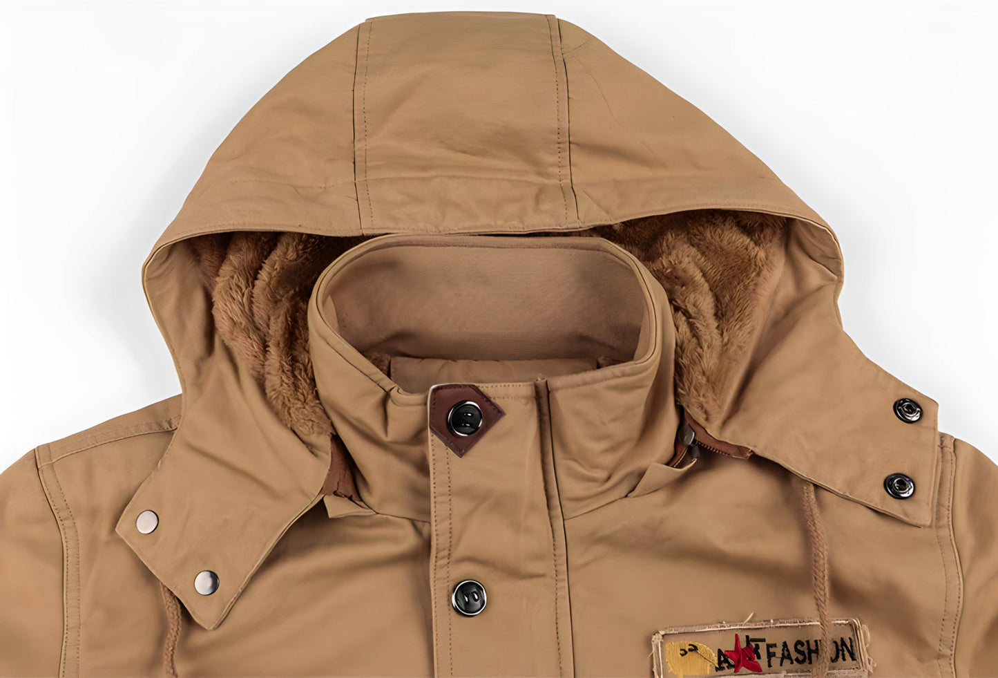Herren Militärjacke Mit Taschen Baumwolle Olivgrün