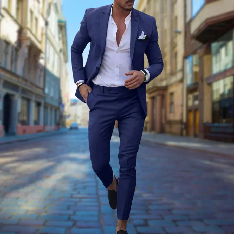 Herren Zweiteiler Slim-Fit Anzug Maßgeschneidert Hochzeitsanzug - Norvielle