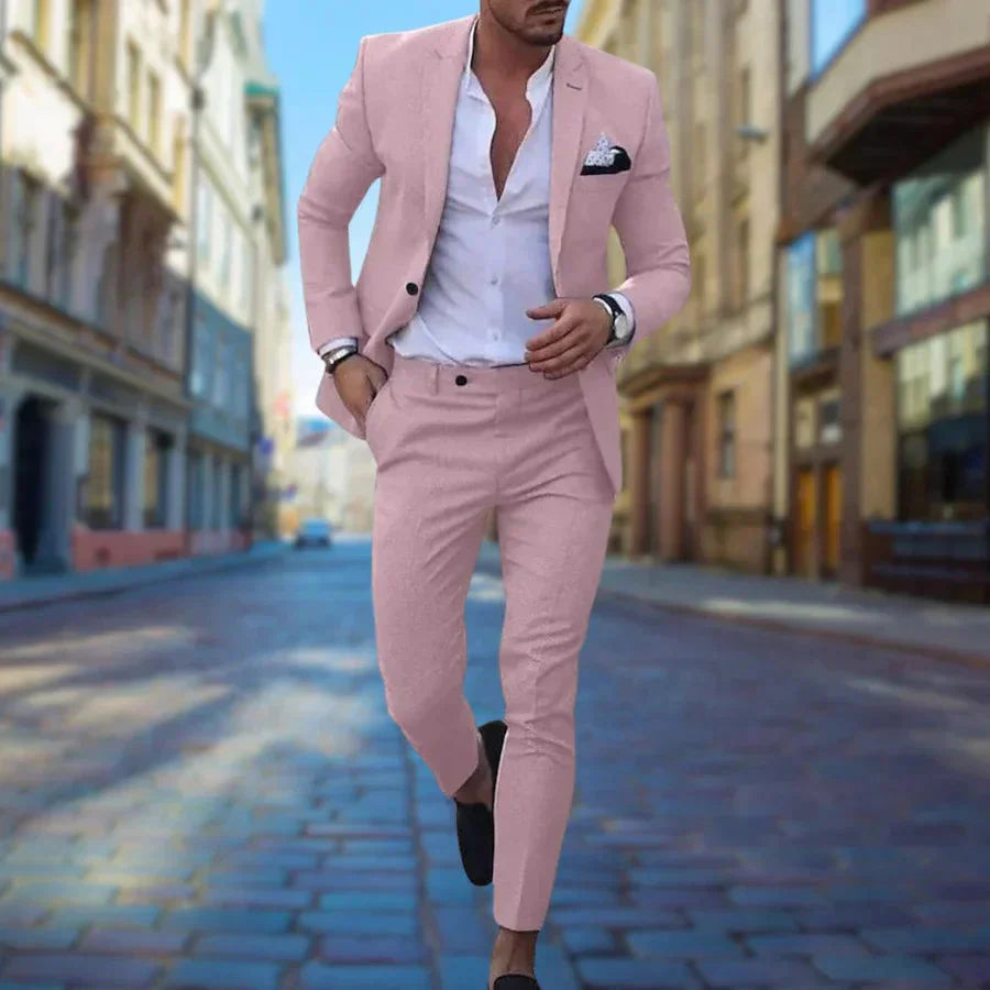 Herrenanzug | Maßgeschneidert | Zweiteiler | Slim-Fit-Anzug | Hochzeitsanzüge für Herren-Rosa-M-Chaps Herrenmode