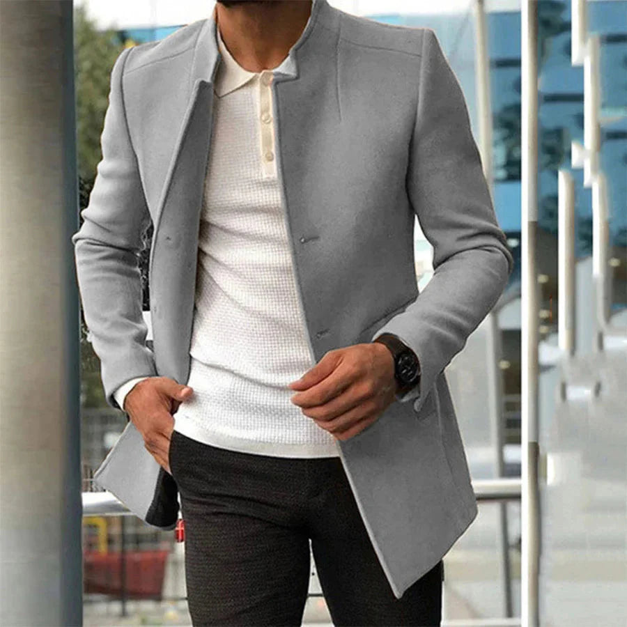 Herrenblazer – Einreihig – Halblang – Blazerjacke – Woll-Trenchcoat-Grau-S-Chaps Herrenmode