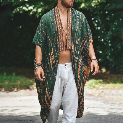 Herren Langhemd Offene Vorderseite Boho-Style Leicht Sommer - Norvielle