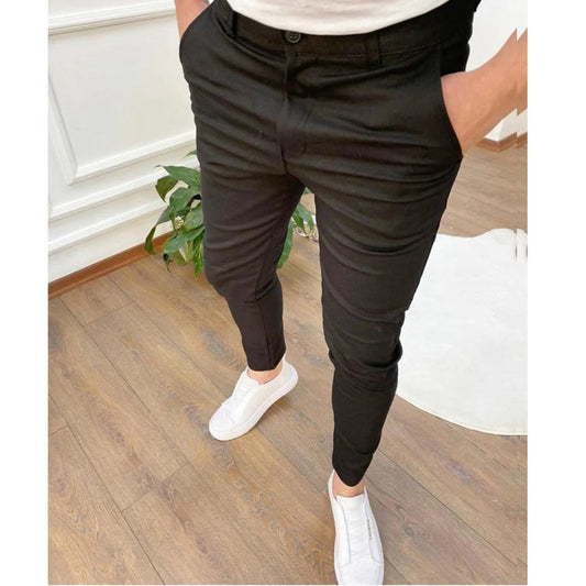 Herren Slim Fit Hosen Baumwolle Bequem Schwarz - Norvielle