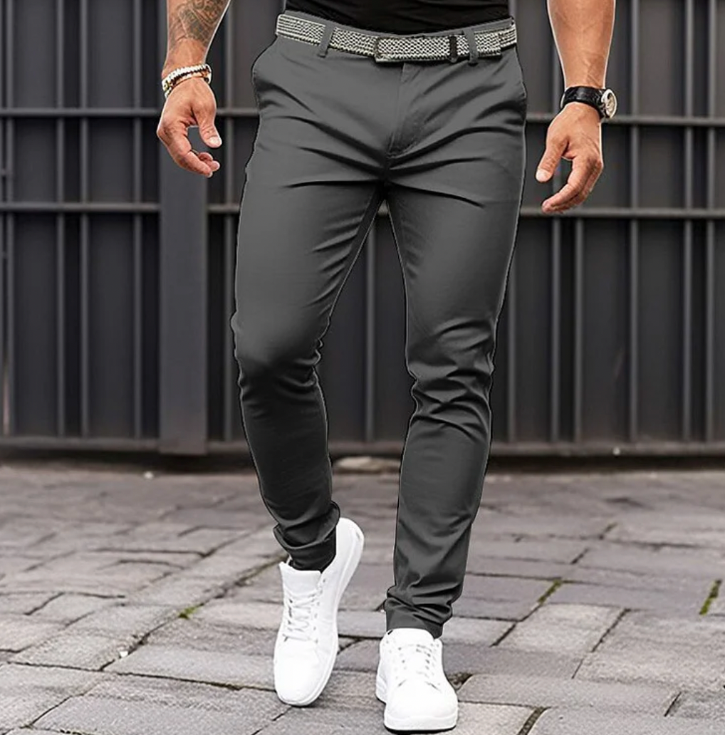 Herren Chinos Stretchhosen Schlanke Passform Beige - Norvielle