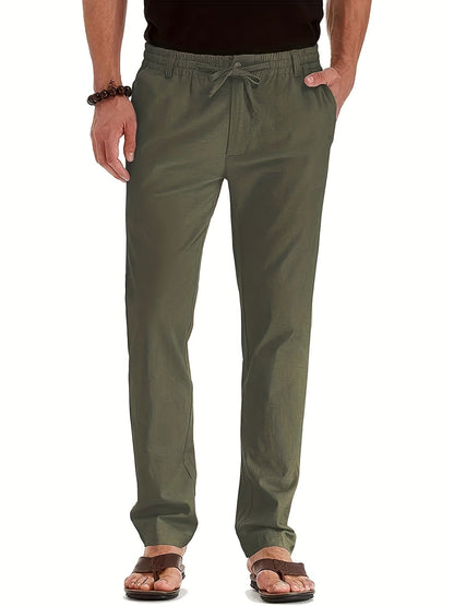 Herren Slim Fit Chinos Baumwolle Elastische Taille Beige - Norvielle