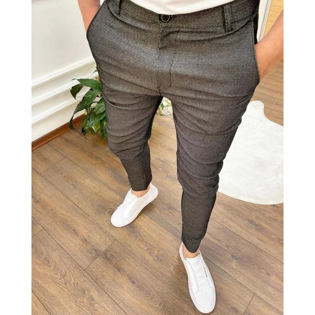 Herrenhosen - Stretch - Slim Fit - Chinos - lässige Anzughosen-Dunkelgrau-S-Chaps Herrenmode