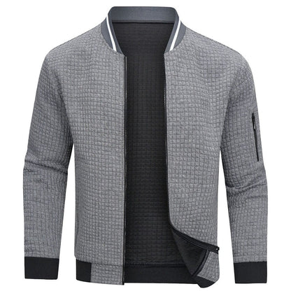 Herren Langarmjacke Waffelmuster Reißverschluss Sweatshirt - Norvielle
