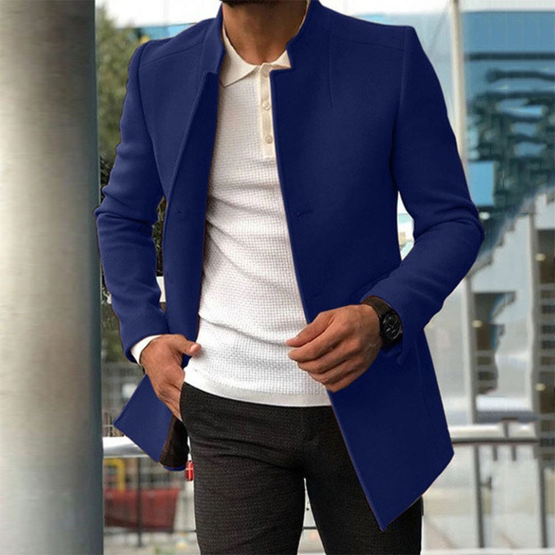 Herrenjacke - Stilvoll - Knopfleiste - Herbstjacke - Trenchcoat-Blau-XS-Chaps Herrenmode