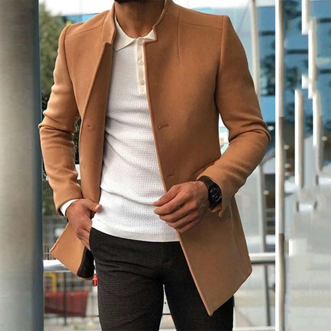 Herren Trenchcoat Knopfleiste Stilvoll Braun - Norvielle