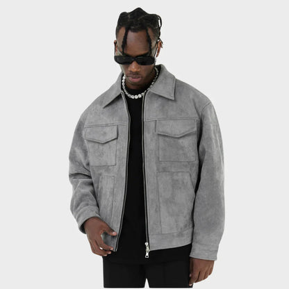 Herren Cargo-Jacke Reißverschluss Taschen Braun - Norvielle