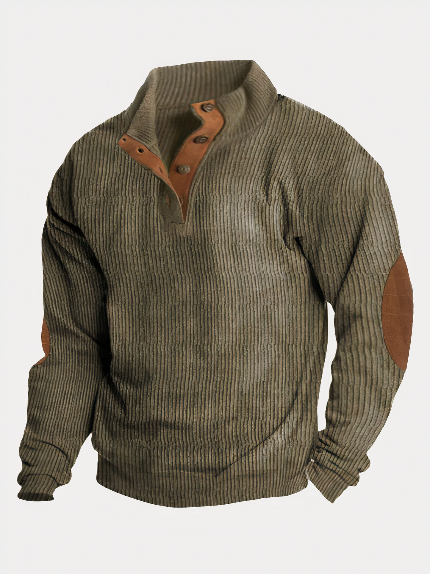 Herren Pullover Vintage Halbknopfleiste Ellbogenaufnäher - Norvielle
