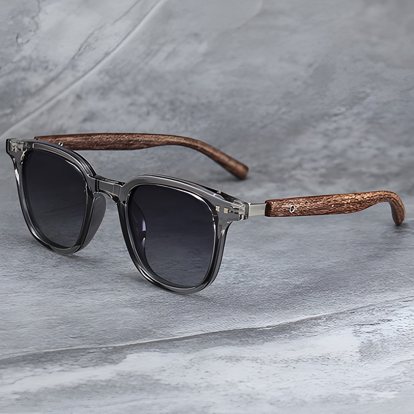 Herrensonnenbrille | Retro | UV-Schutz | Polarisierte Sonnenbrille | Quadratische Sonnenbrille-Transparentes Grau-Chaps Herrenmode