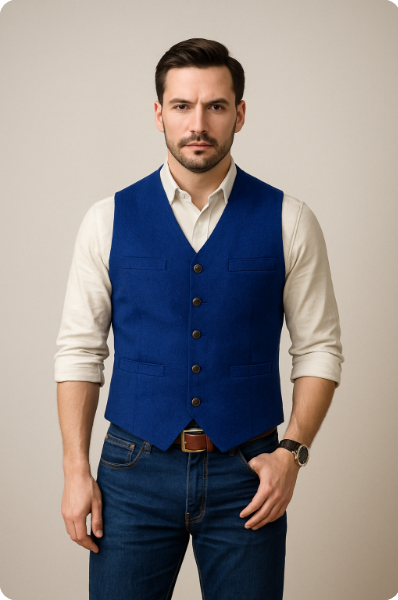 Herren Ärmellose Weste Blazer-Style Einreihig Schwarz - Norvielle