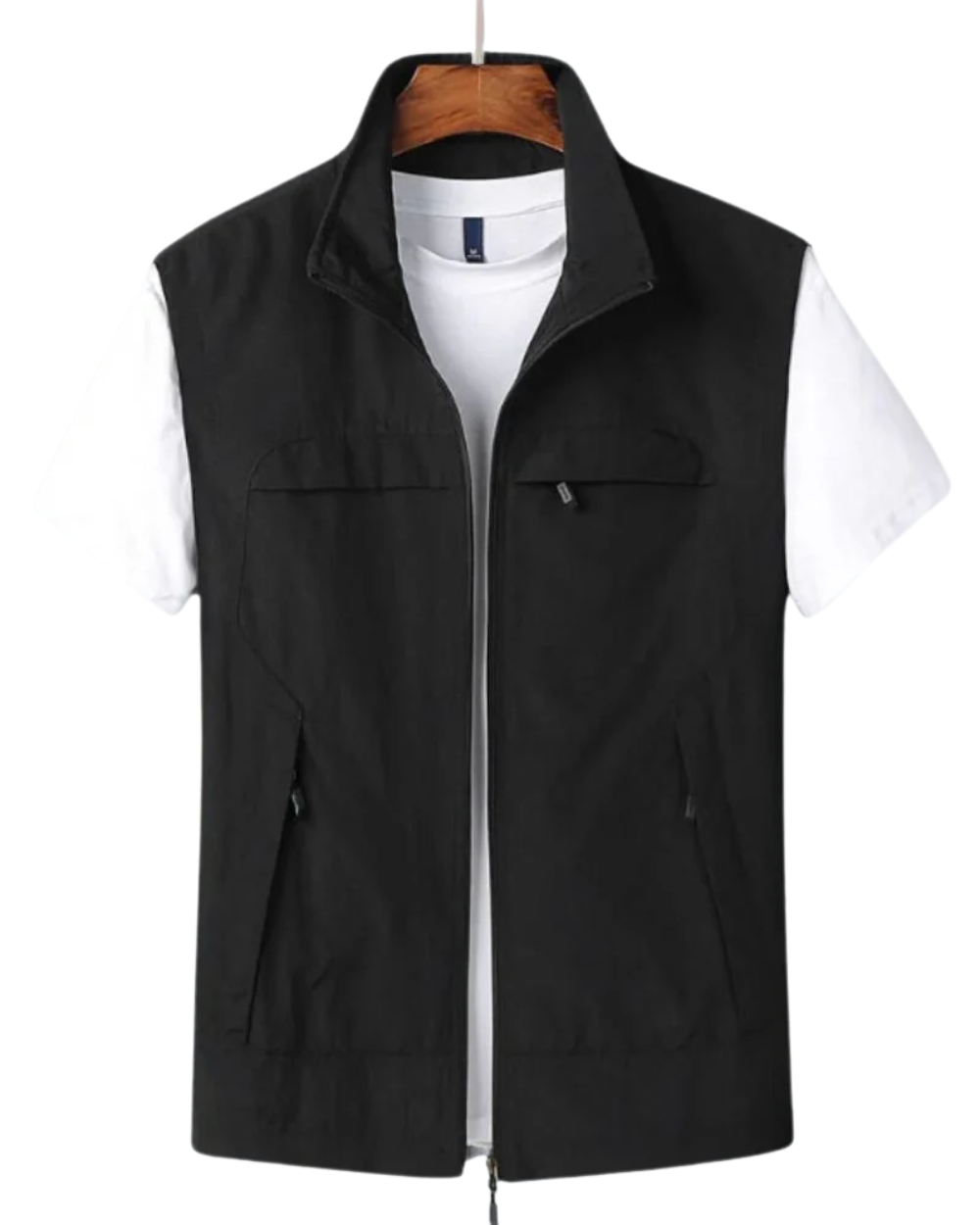 Herren Ärmellose Weste Leichtgewicht Zip-Up Schwarz - Norvielle