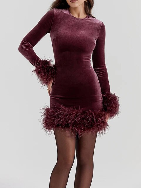 Norvielle Damen Langärmliges Minikleid Figurbetonter Schnitt