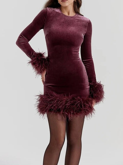 Norvielle Damen Langärmliges Minikleid Figurbetonter Schnitt