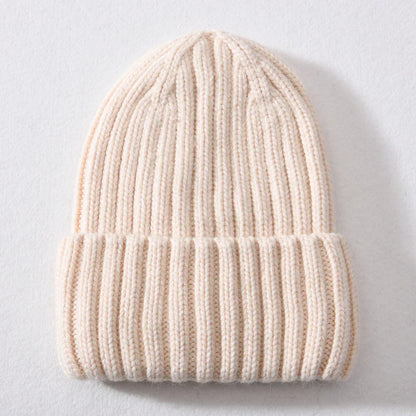 Unisex Strickmütze Gerippt Warm Beige