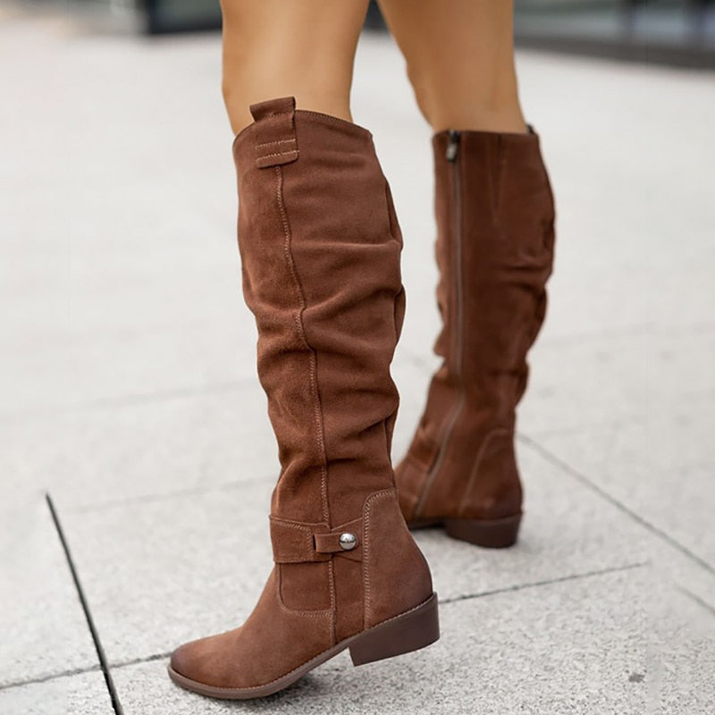 Damenstiefel Wildleder Warm Bequem Winter → Damen Wildlederstiefel - Norvielle