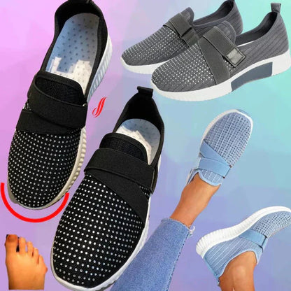 Norvielle Damen Klett-Sneaker Slip-On Schuhe
