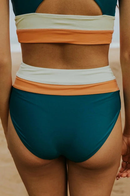 es Damen Bikini-Set Colorblock Cut Back