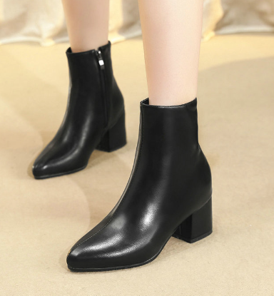 Damen Ankle Boots Spitze Blockabsatz
