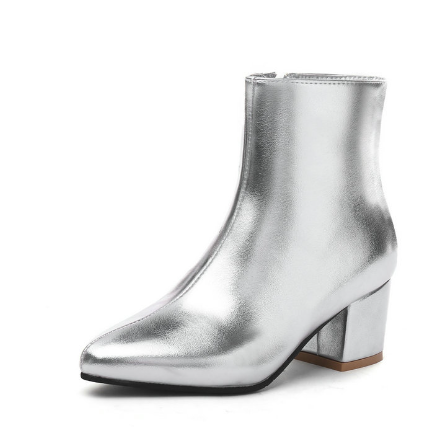 Damen Ankle Boots Spitze Blockabsatz