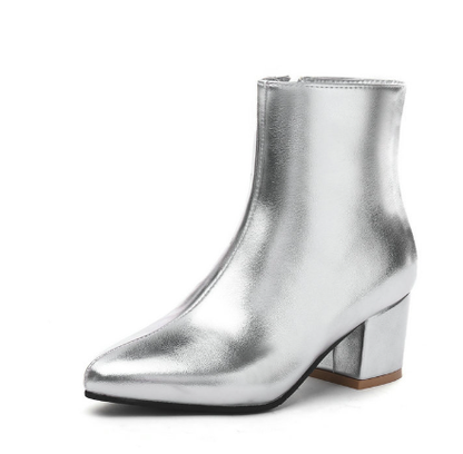 Damen Ankle Boots Spitze Blockabsatz