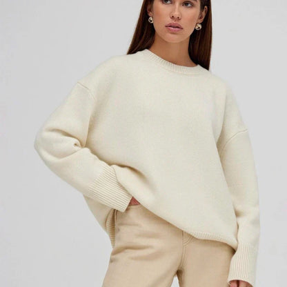Damen Kaschmirpullover Elegantes Design Kuschelweich Beige - Norvielle