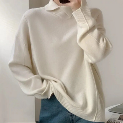 Damen Strickpullover Aprikose Himmelblau Weiß