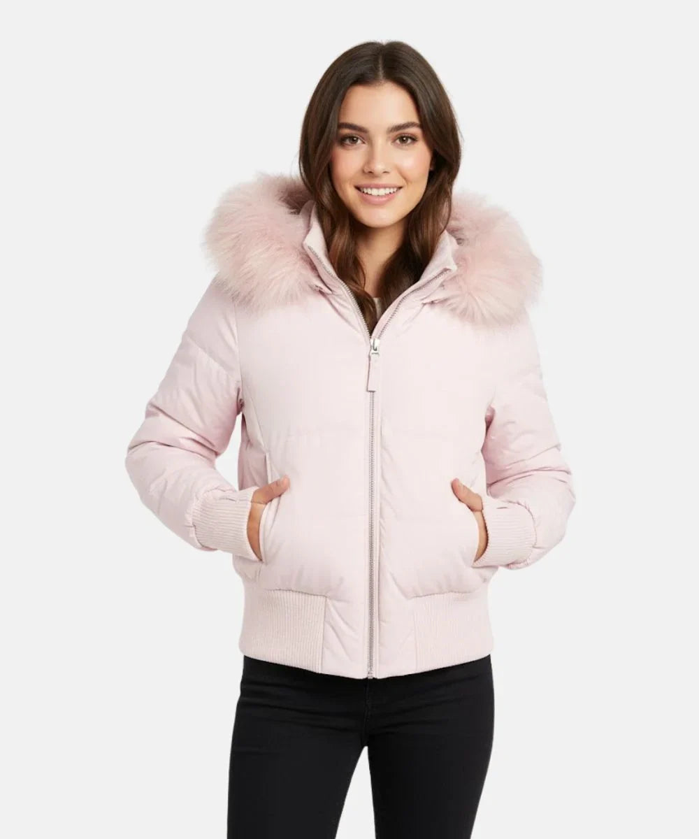 Damen Jacke Abnehmbare Kapuze Elastische Bündchen