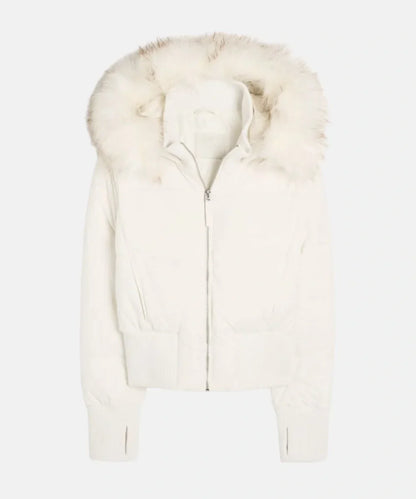 Damen Jacke Abnehmbare Kapuze Elastische Bündchen