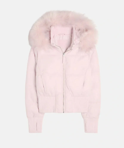 Damen Jacke Abnehmbare Kapuze Elastische Bündchen