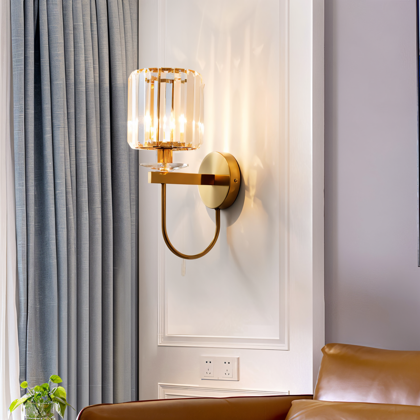 Kristall Wandleuchte Vintage Gold Wandlampe