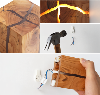 Rustikale Holz Wandlampe LED Naturdesign