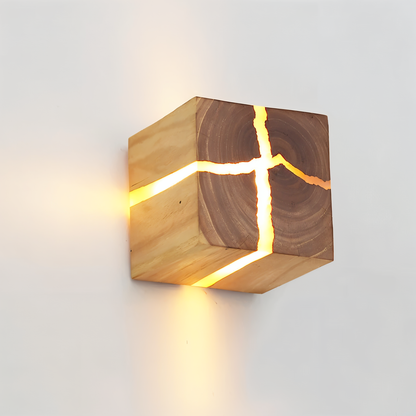Rustikale Holz Wandlampe LED Naturdesign