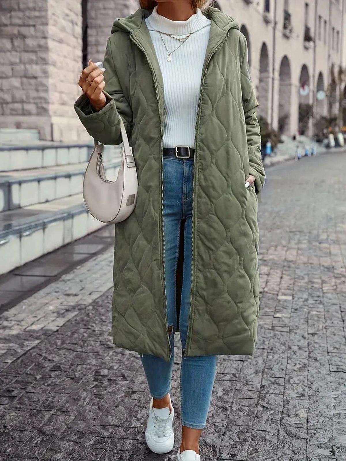 Norvielle Damen Gesteppte Kapuzenjacke Langärmlig Für Herbst Winter