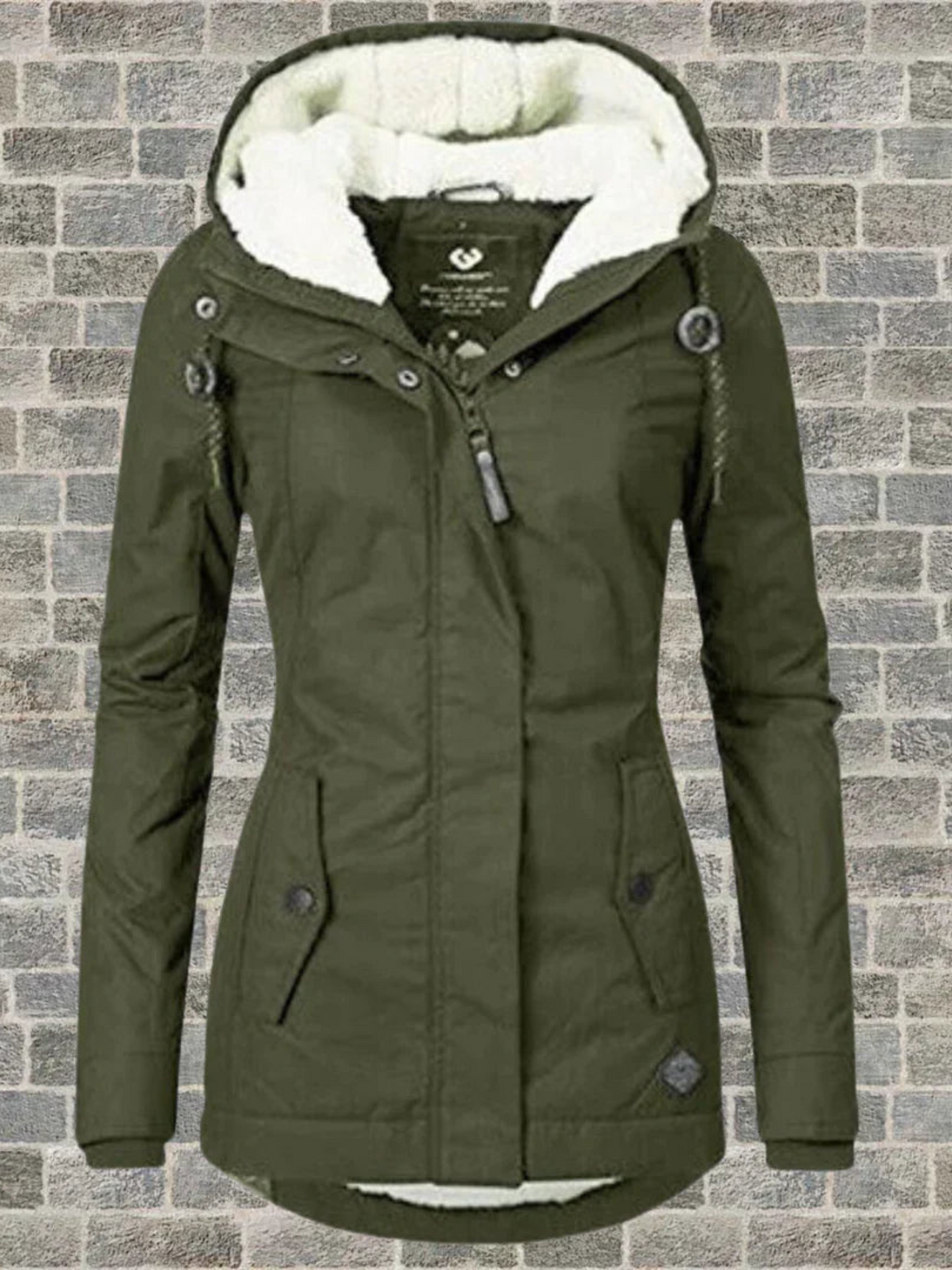 Damen Hoodie-Wintermantel Normale Passform