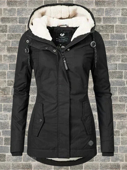 Damen Hoodie-Wintermantel Normale Passform