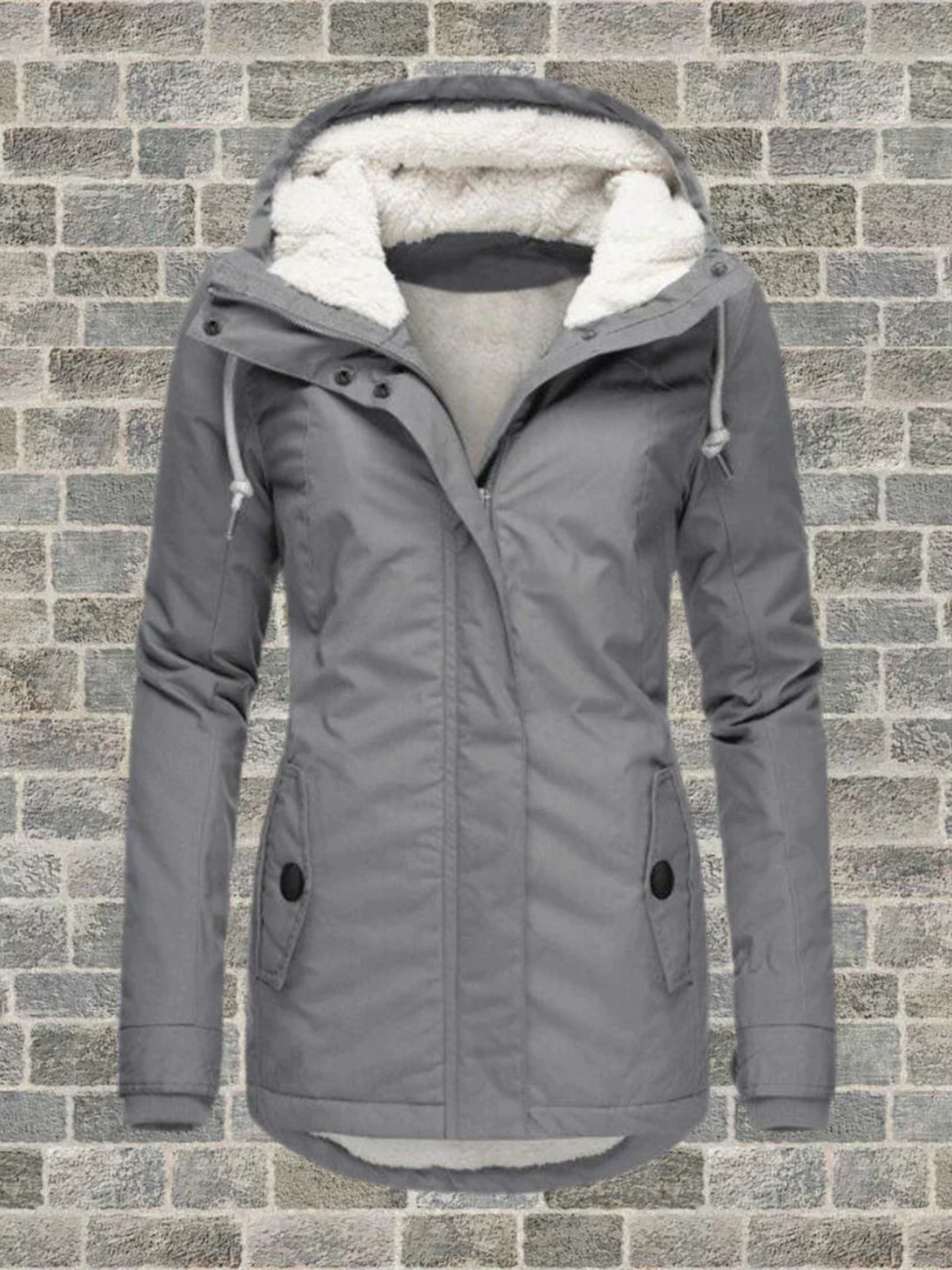 Damen Hoodie-Wintermantel Normale Passform