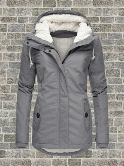 Damen Hoodie-Wintermantel Normale Passform