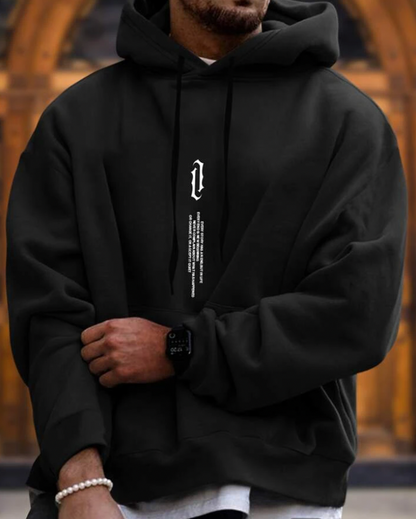 Herren Hoodie Gemütlicher Pullover Kordelzug Tasche Schwarz - Norvielle