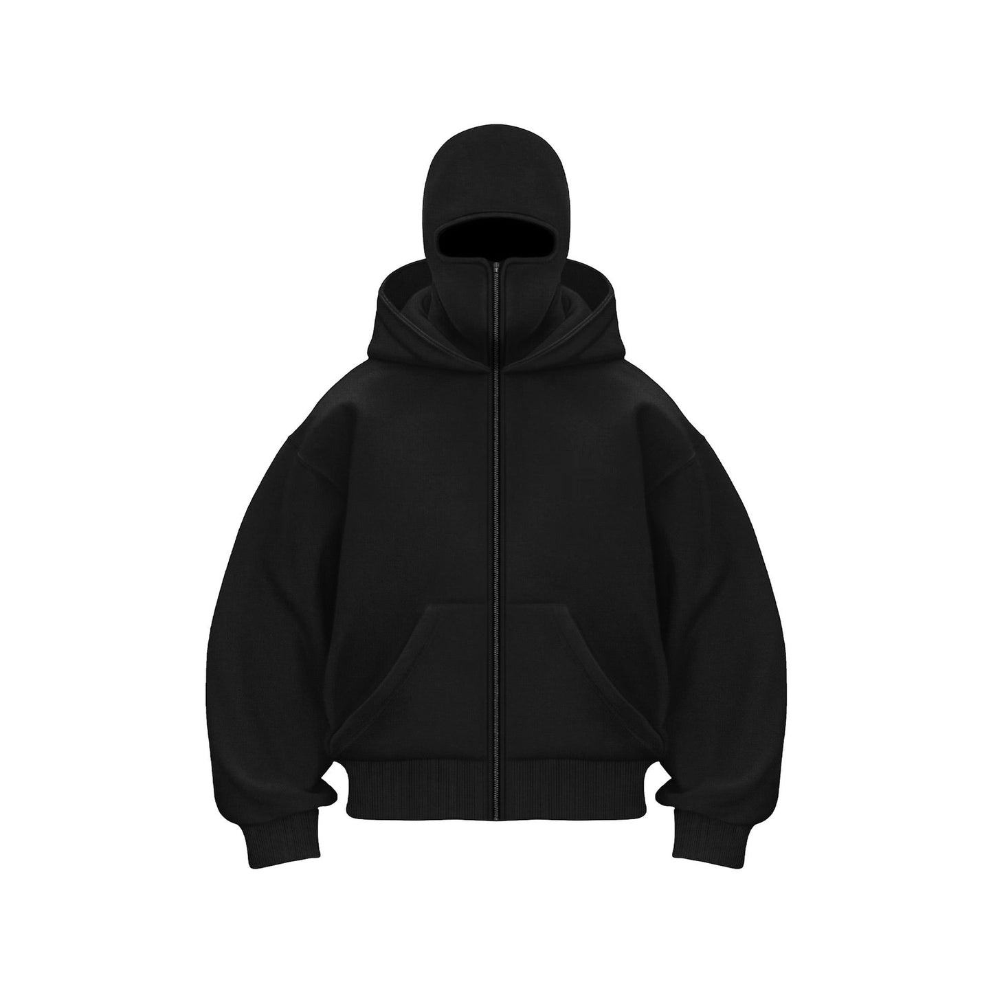Herren Hoodie mit Maske Reißverschluss Schwarz - Norvielle
