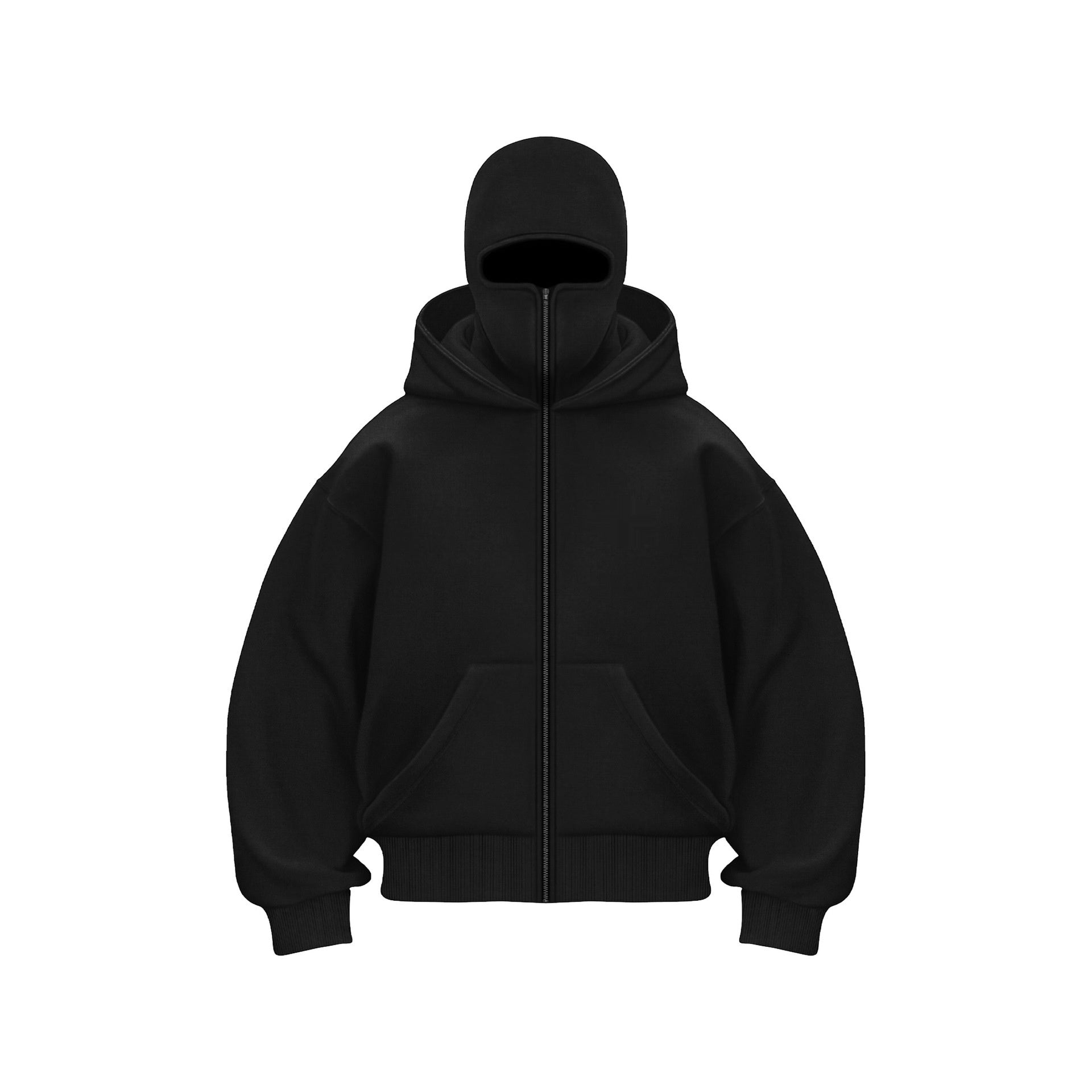 Herren Hoodie mit Maske Reißverschluss Schwarz - Norvielle