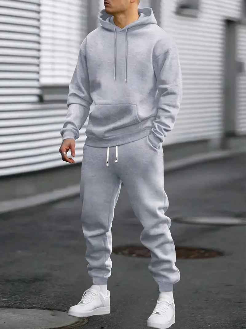 Herren Hoodie Jogginghose Set Bequem Zweiteilig Grau - Norvielle