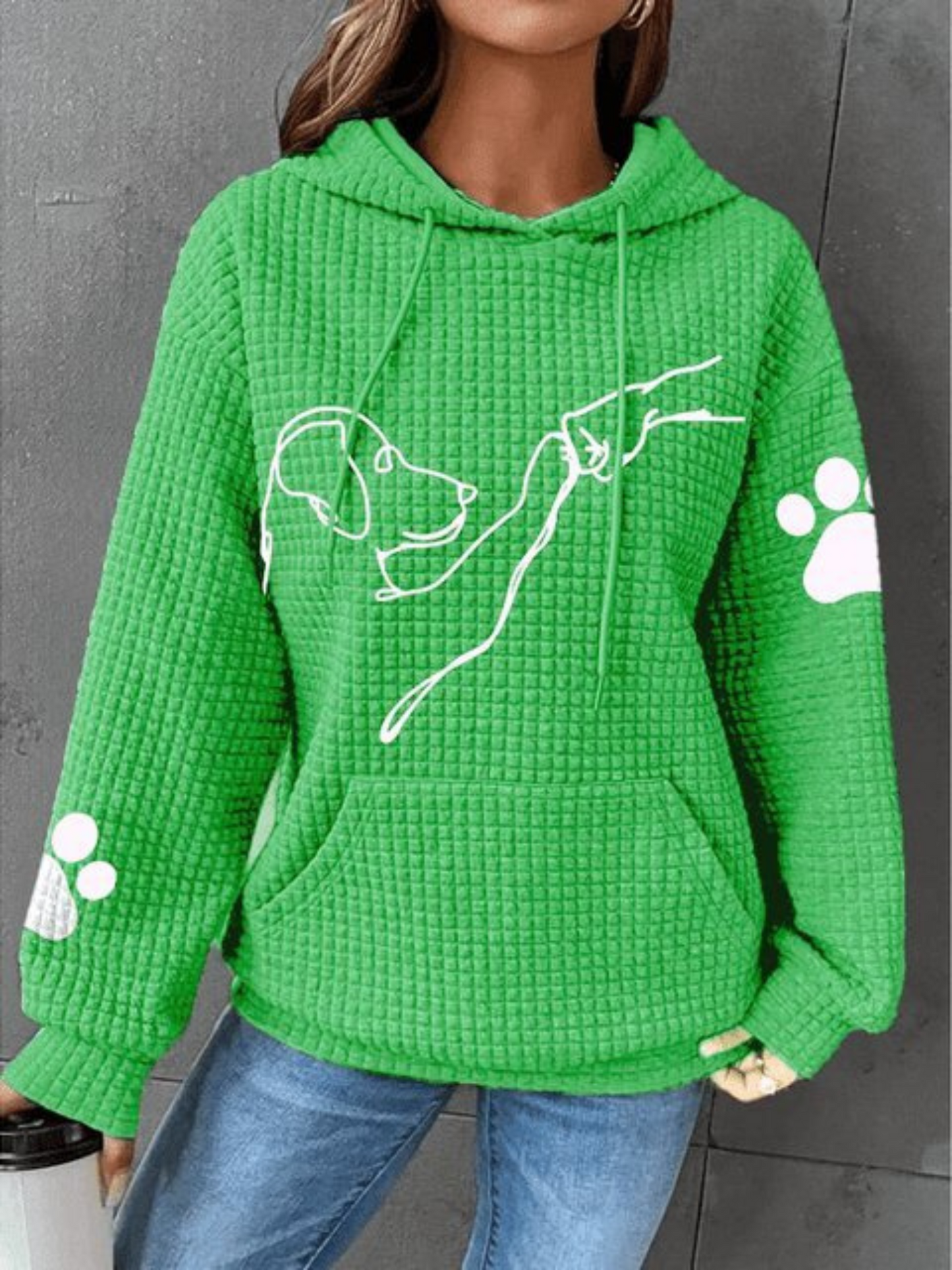 Damen Hoodie Hundedruck Langarm