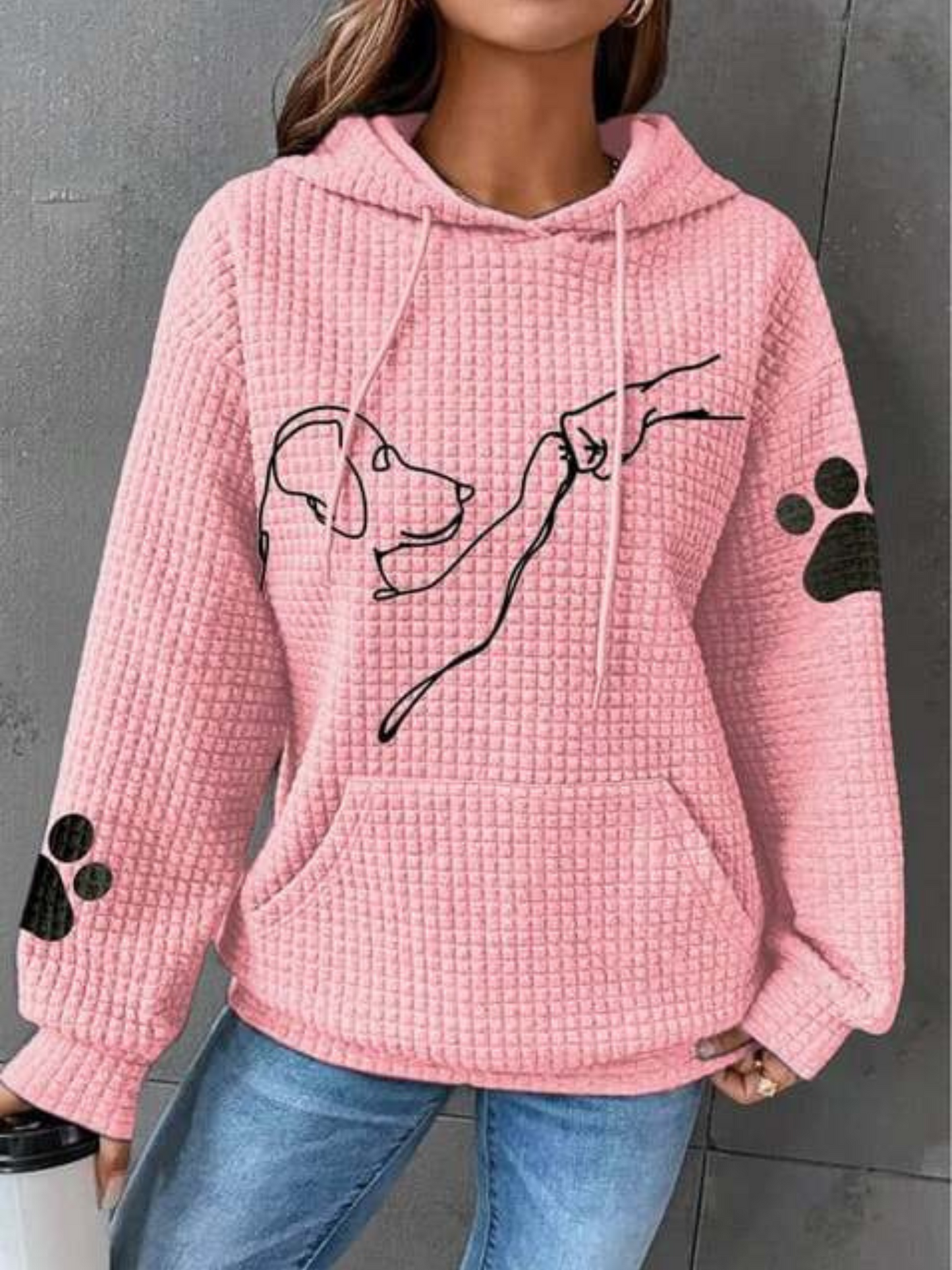 Damen Hoodie Hundedruck Langarm