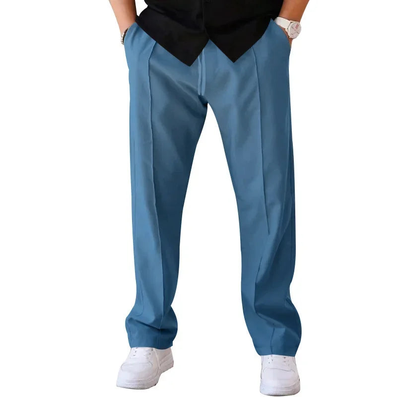 Hose mit Kordelzug – Lässige Hose mit geradem Bein für Männer-Denimblau-S-Chaps Herrenmode