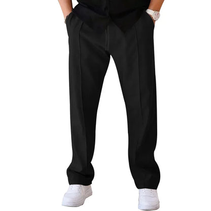 Hose mit Kordelzug – Lässige Hose mit geradem Bein für Männer-Schwarz-S-Chaps Herrenmode