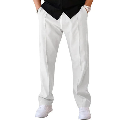 Hose mit Kordelzug – Lässige Hose mit geradem Bein für Männer-Weiß-S-Chaps Herrenmode