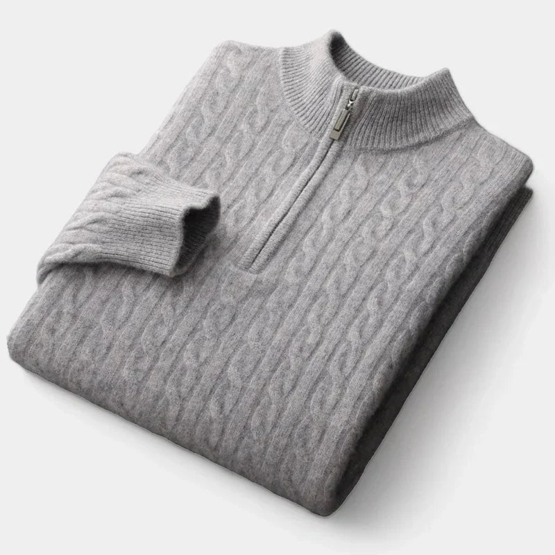 Herren Pullover Halb-Reißverschluss Strukturierte Maschen