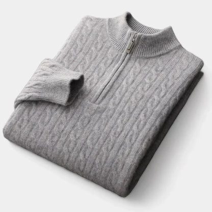 Herren Pullover Halb-Reißverschluss Strukturierte Maschen